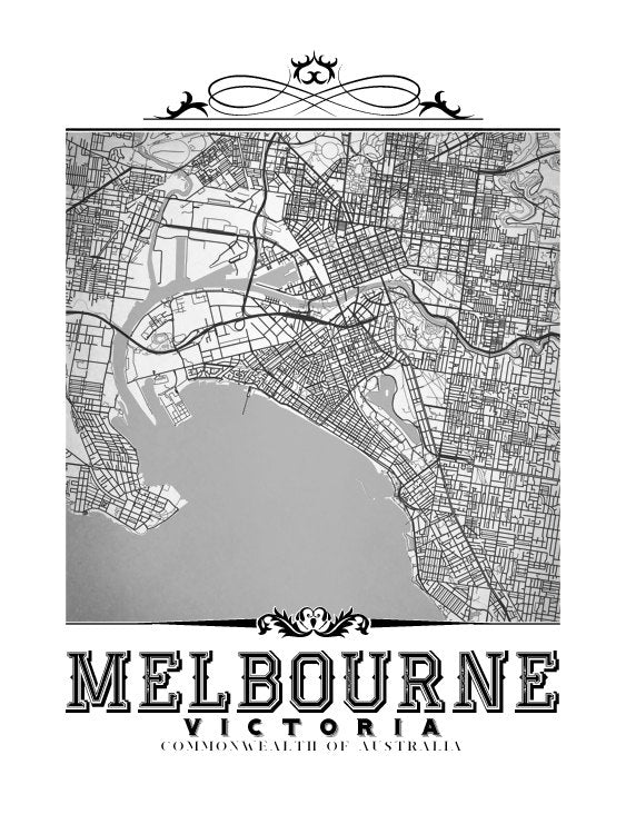 Melbourne vintage en blanco y negro