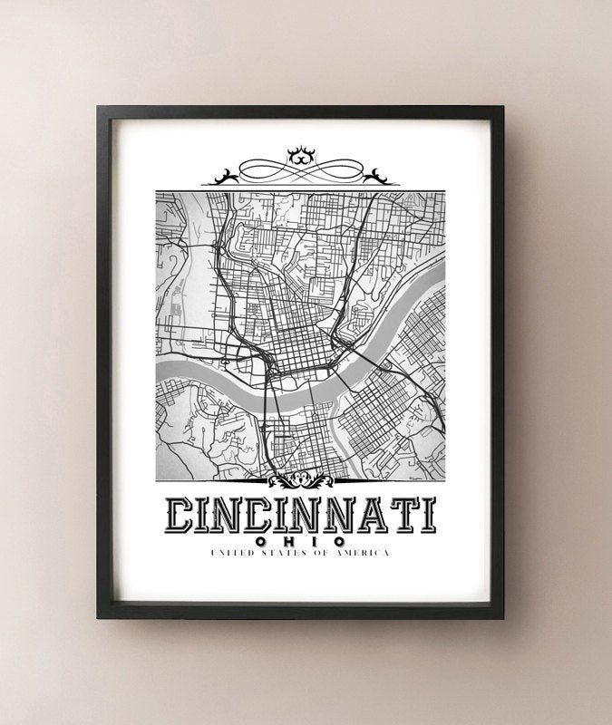 Cincinnati vintage en blanco y negro