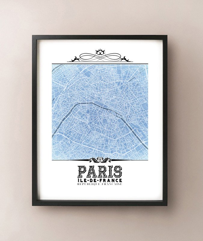 Paris Vintage Blueprint