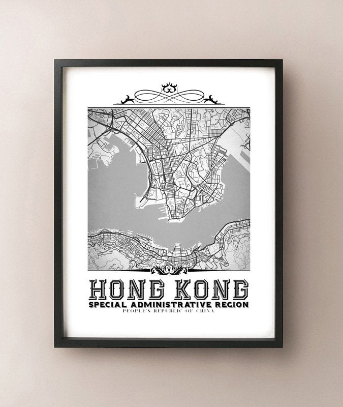 Hong Kong vintage en blanco y negro