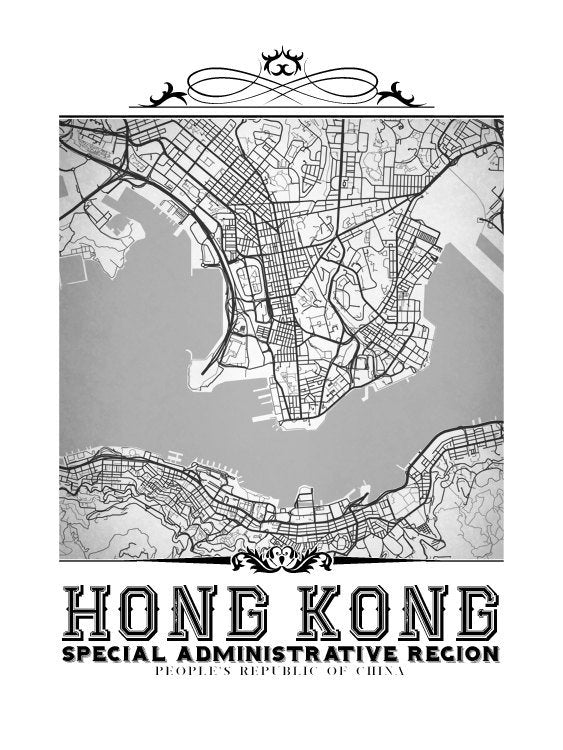 Hong Kong vintage en blanco y negro