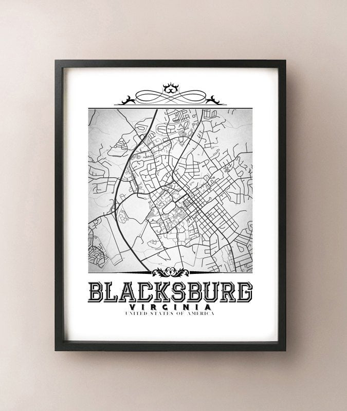 Blacksburg vintage en blanco y negro