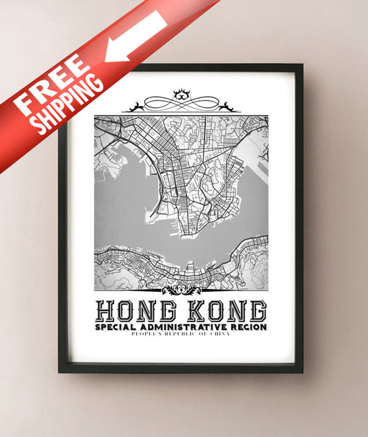 Hong Kong vintage en blanco y negro