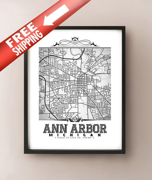Ann Arbor Vintage en blanco y negro