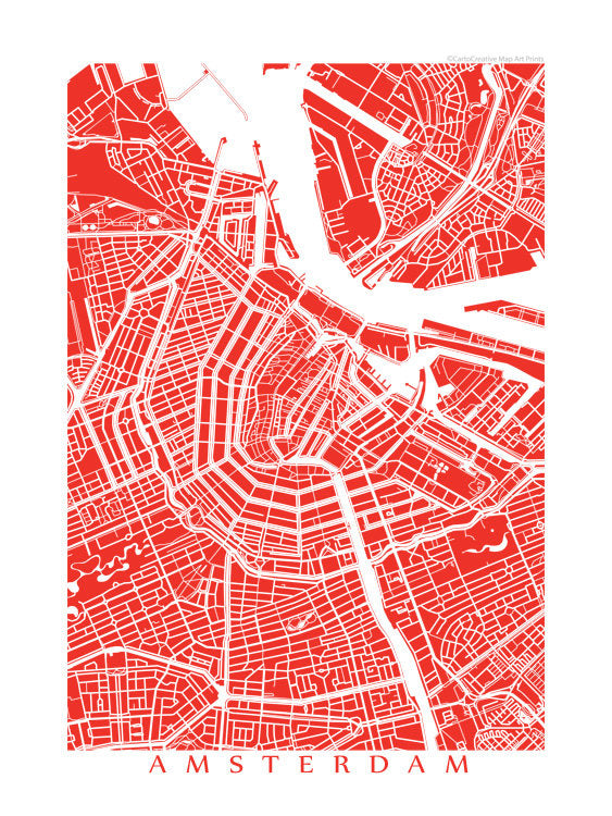 Map of Amsterdam, Netherlands by CartoCreative