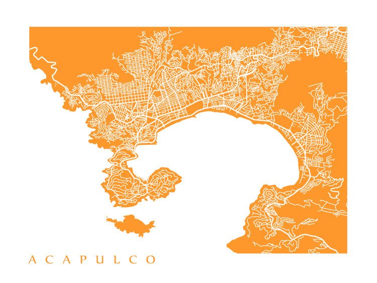 Map of Acapulco, Mexico.