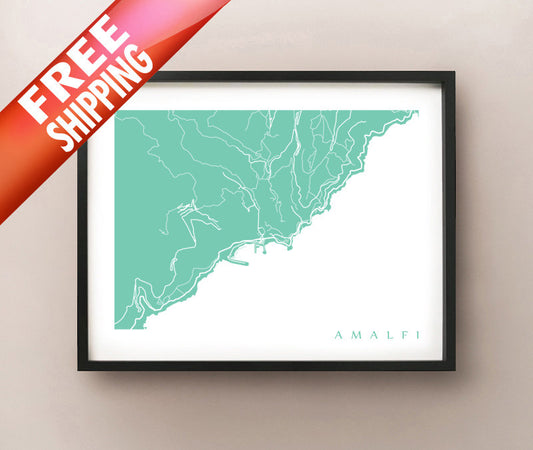 Framed map of Amalfi, Italy by CartoCreative