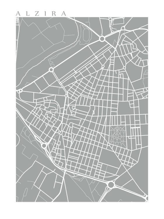 Map of Alzira, Spain by CartoCreative