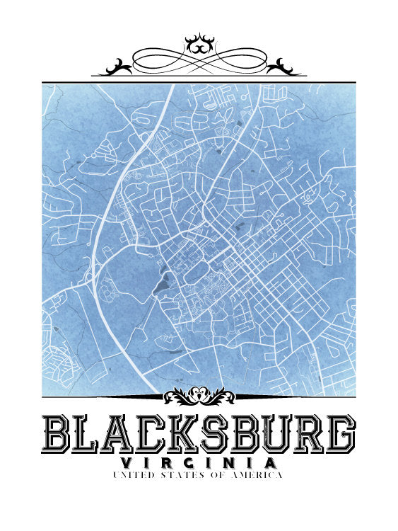 Blacksburg Vintage Blueprint