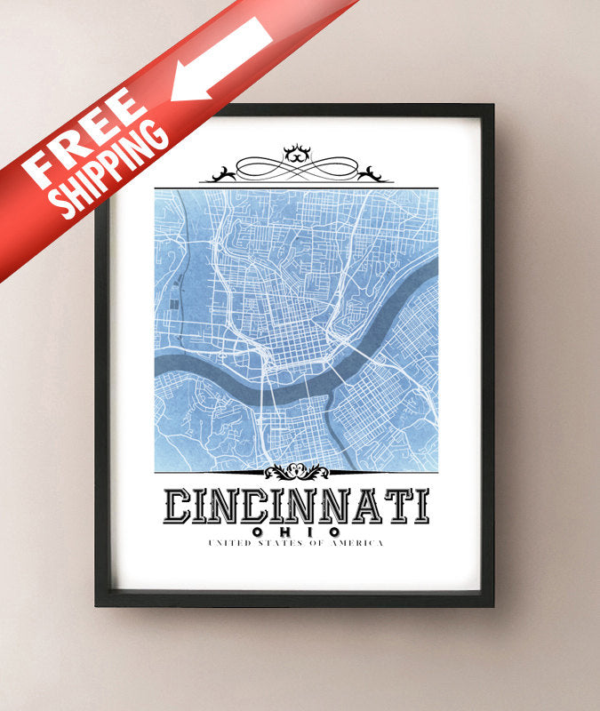 Cincinnati Vintage Blueprint