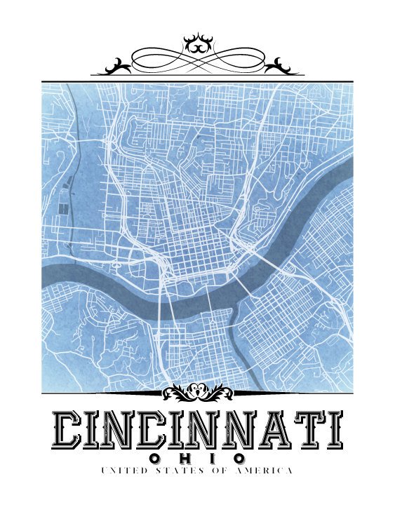 Cincinnati Vintage Blueprint