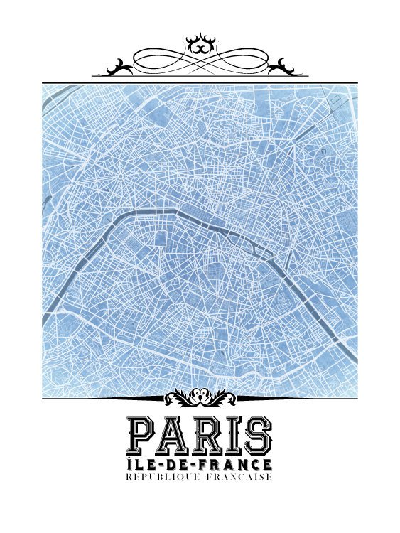 Paris Vintage Blueprint