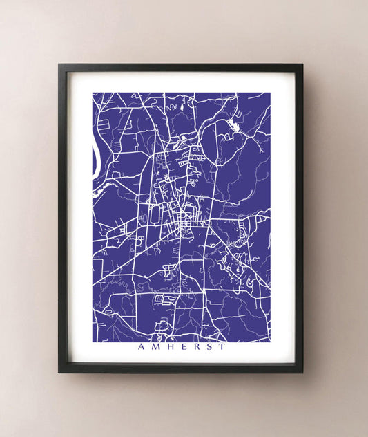 Framed map of Amherst, Massachusetts by CartoCreative