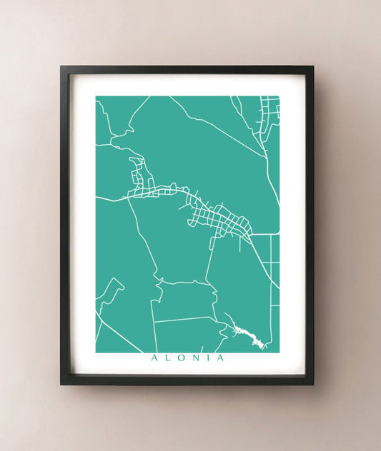 Framed map of Alonia, Greece by CartoCreative