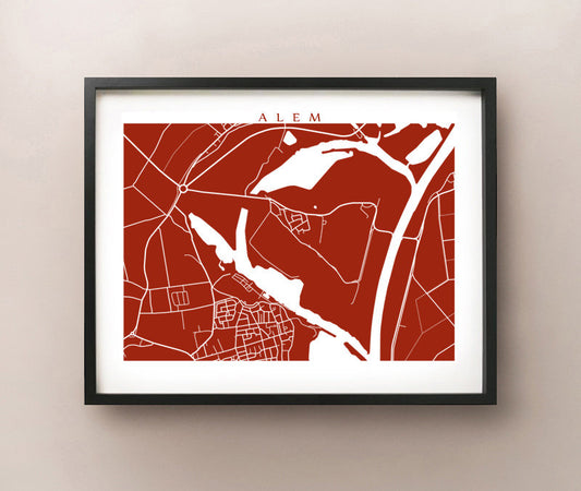 Framed map of Alem, Netherlands by CartoCreative