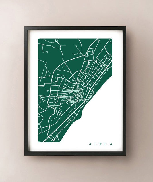 Framed map of Altea, Spain by CartoCreative