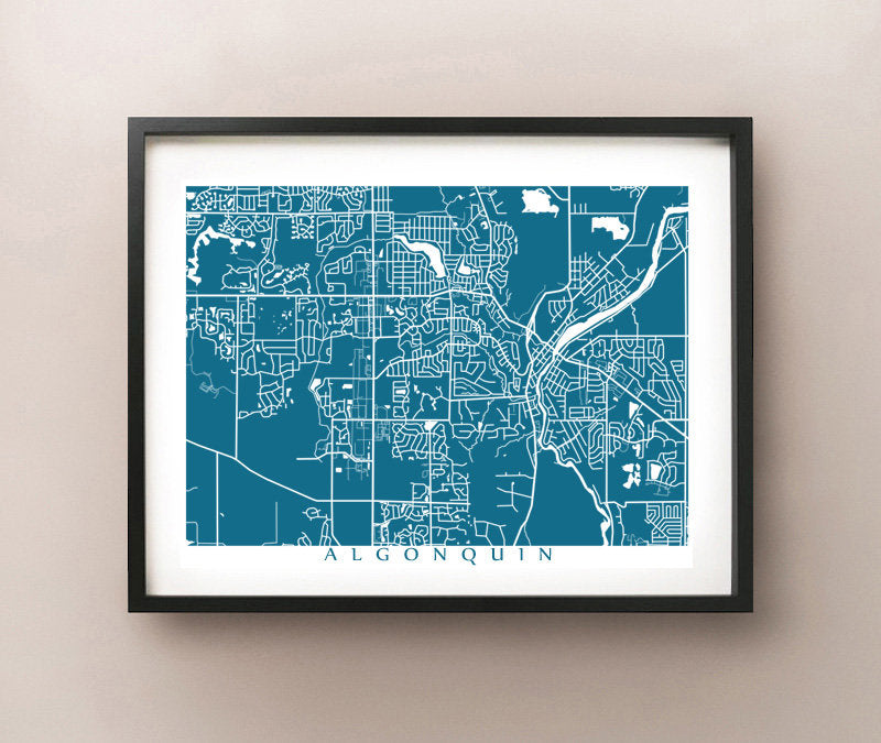 Framed map of Algonquin, Illinois by CartoCreative