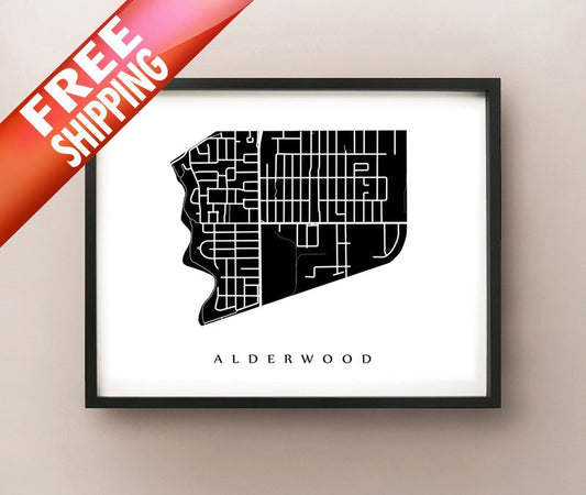 Framed map of Alderwood, Etobicoke by CartoCreative