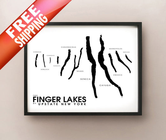 Finger Lakes of Upstate New York Map Print