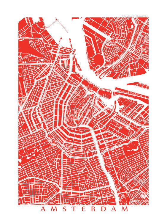 Map of Amsterdam, Netherlands by CartoCreative