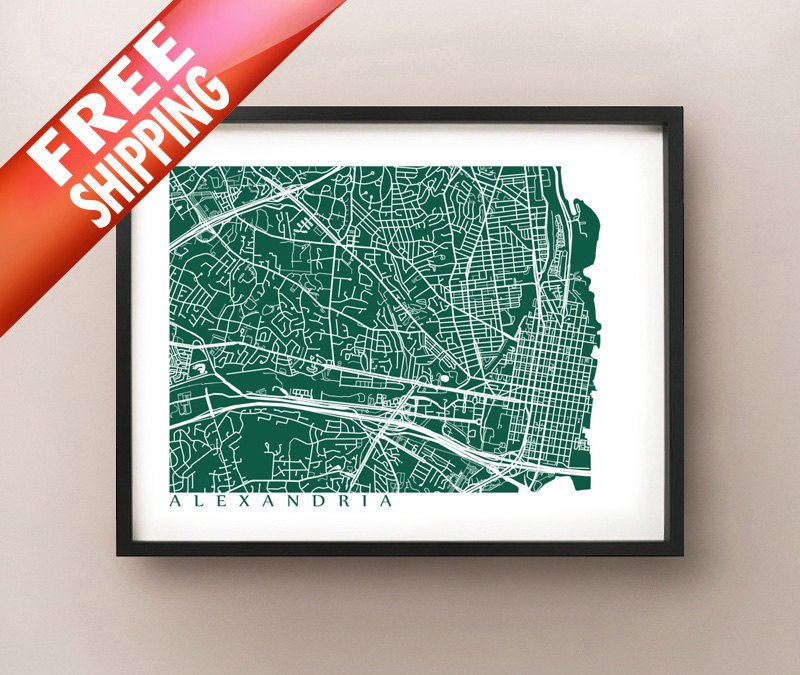 Framed map of Alexandria, Virginia by CartoCreative