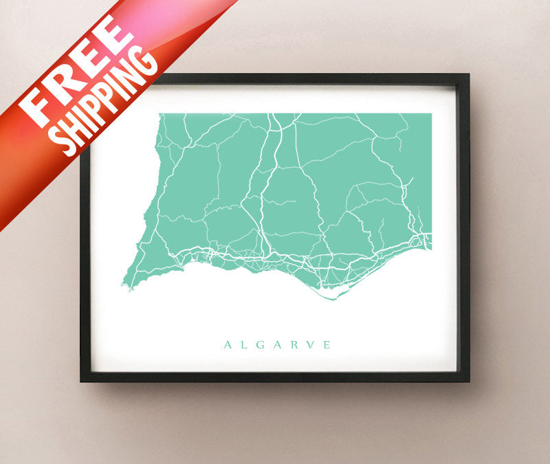 Framed map of Algarve, Portugal by CartoCreative