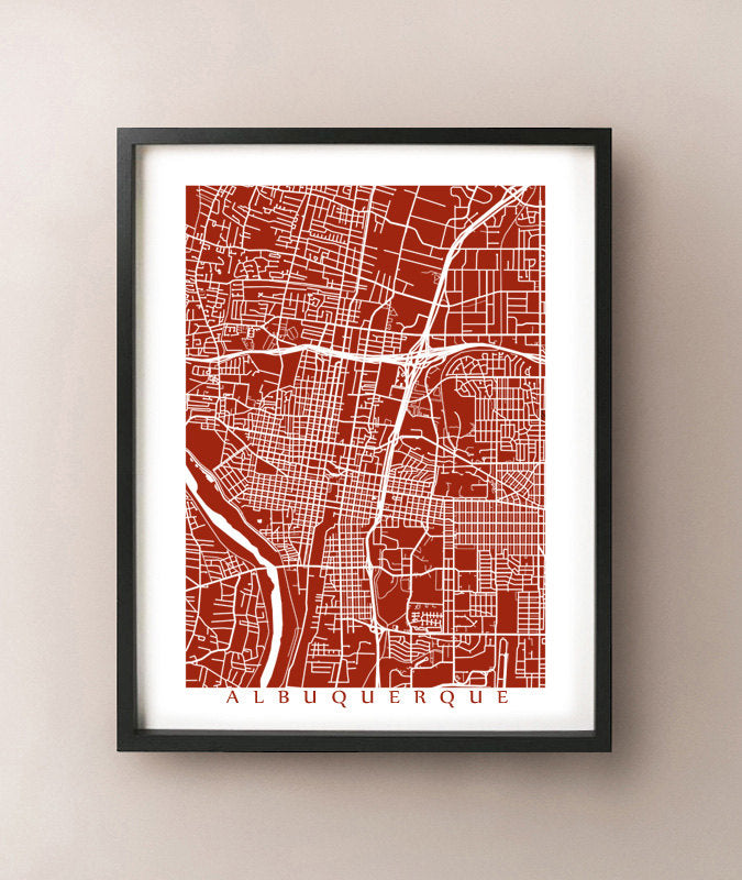 Framed map of Albuquerque, New Mexico by CartoCreative